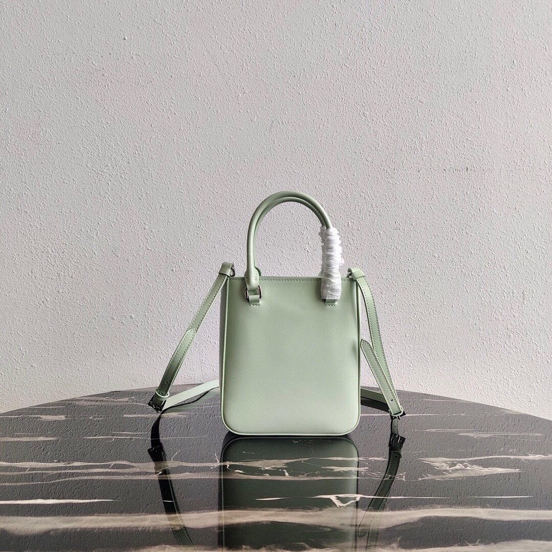 Prada Mini Leather Bucket Bag Shoulder Bag Light Green 1BA331